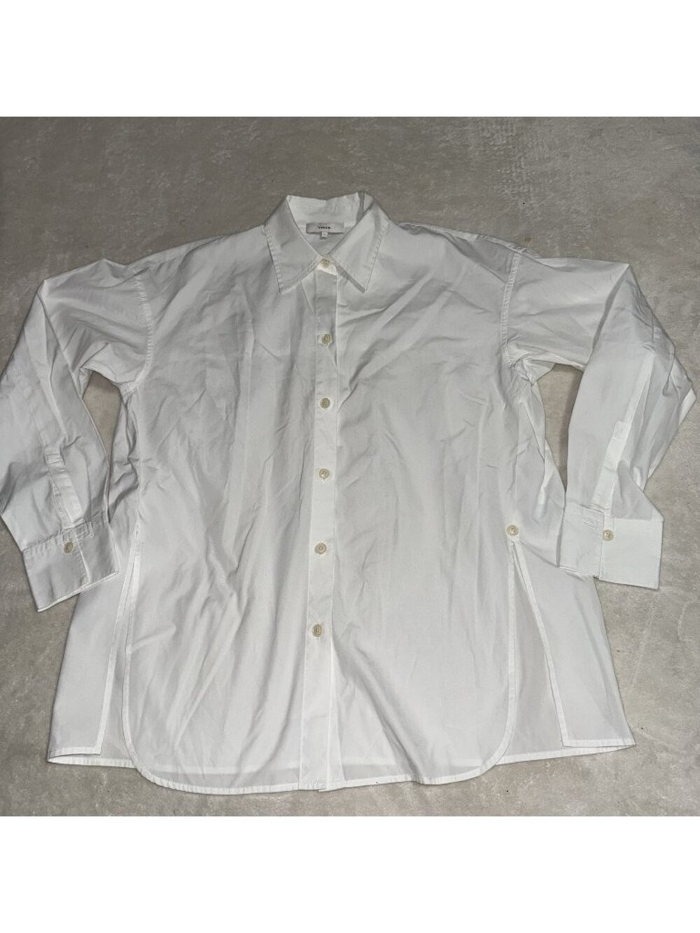 Vince White Button Front Cotton Shirt Women’s Small Long Sleeve Blouse